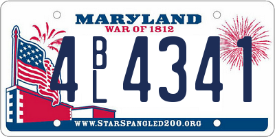 MD license plate 4BL4341