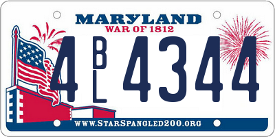 MD license plate 4BL4344