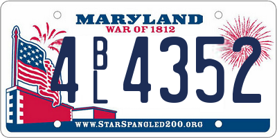 MD license plate 4BL4352