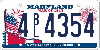 MD license plate 4BL4354