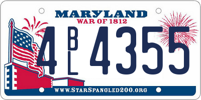 MD license plate 4BL4355
