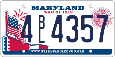 MD license plate 4BL4357