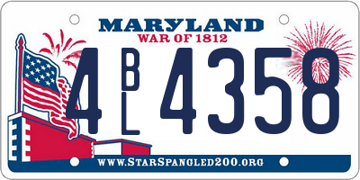 MD license plate 4BL4358