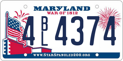 MD license plate 4BL4374