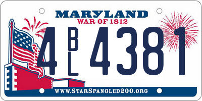 MD license plate 4BL4381