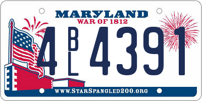 MD license plate 4BL4391