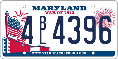 MD license plate 4BL4396