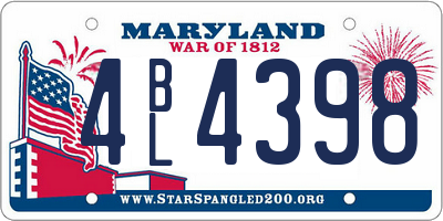 MD license plate 4BL4398