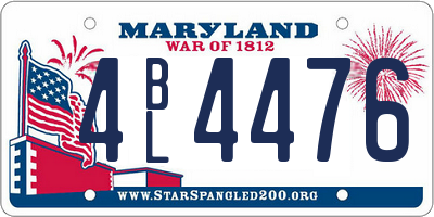 MD license plate 4BL4476
