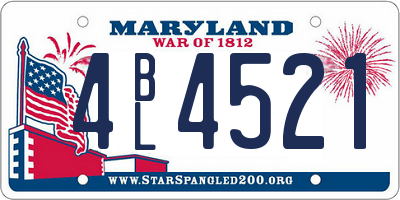MD license plate 4BL4521
