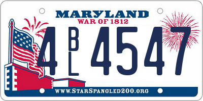 MD license plate 4BL4547
