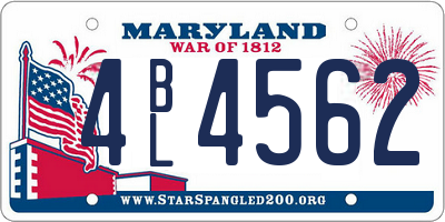 MD license plate 4BL4562