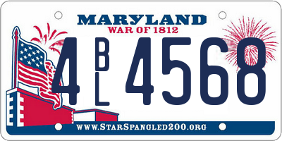 MD license plate 4BL4568