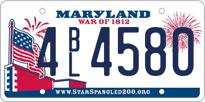 MD license plate 4BL4580