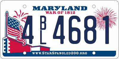 MD license plate 4BL4681