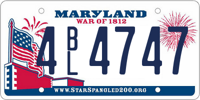 MD license plate 4BL4747