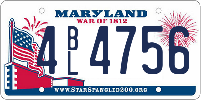 MD license plate 4BL4756