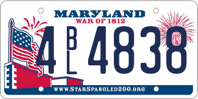 MD license plate 4BL4838