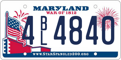 MD license plate 4BL4840