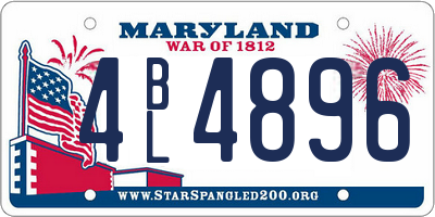 MD license plate 4BL4896