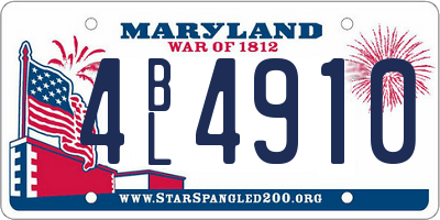 MD license plate 4BL4910