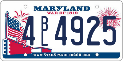 MD license plate 4BL4925