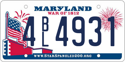 MD license plate 4BL4931