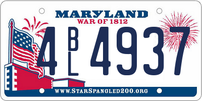 MD license plate 4BL4937