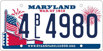 MD license plate 4BL4980