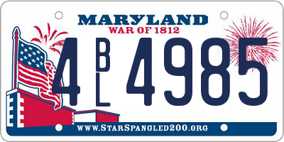 MD license plate 4BL4985