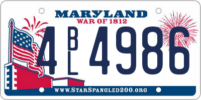 MD license plate 4BL4986
