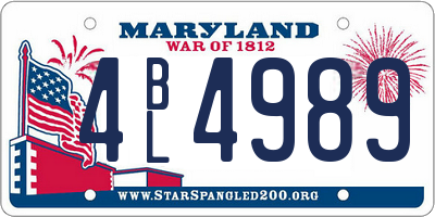 MD license plate 4BL4989
