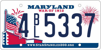 MD license plate 4BL5337