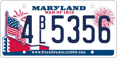 MD license plate 4BL5356