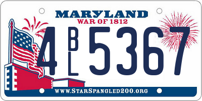 MD license plate 4BL5367