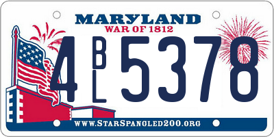 MD license plate 4BL5378