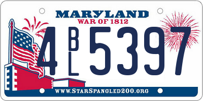 MD license plate 4BL5397