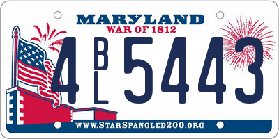 MD license plate 4BL5443