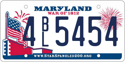 MD license plate 4BL5454