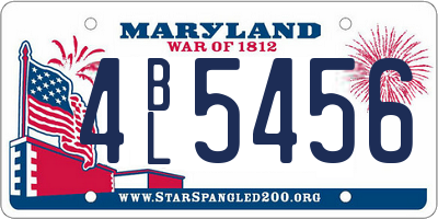 MD license plate 4BL5456