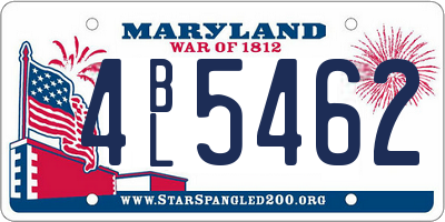 MD license plate 4BL5462