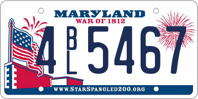 MD license plate 4BL5467