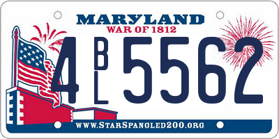 MD license plate 4BL5562
