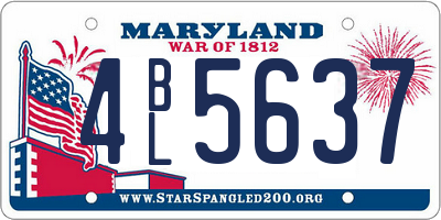 MD license plate 4BL5637