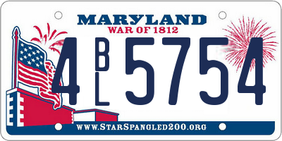 MD license plate 4BL5754