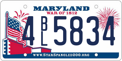 MD license plate 4BL5834