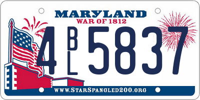MD license plate 4BL5837