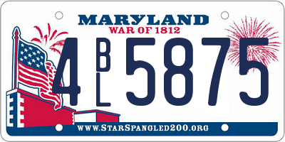 MD license plate 4BL5875