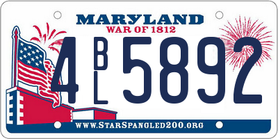 MD license plate 4BL5892
