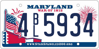 MD license plate 4BL5934